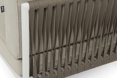 "Касабланка" угловой модуль плетеный из роупа, каркас алюминий светло-серый (RAL7035) муар, роуп серо-коричневый 23мм, ткань бежевая 15052 "Касабланка" угловой модуль плетеный из роупа, каркас алюминий светло-серый (RAL7035) муар, роуп серо-коричневый 23мм, ткань бежевая 15052