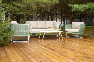 "Фиджи" лаунж-зона 5-местная плетеная из роупа (веревки), каркас алюминиевый светло-серый, роуп зеленый (4204)