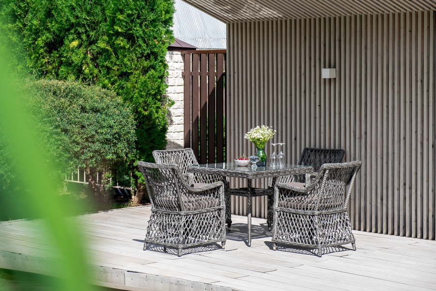 Айриш обеденная группа плетеная на 4 персоны, цвет графит - фото 3