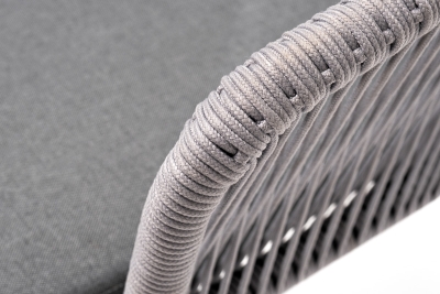 "Марсель" стул плетеный из роупа, каркас алюминий темно-серый (RAL7024) муар, роуп светло-серый круглый, ткань светло-серая "Марсель" стул плетеный из роупа, каркас алюминий темно-серый (RAL7024) муар, роуп светло-серый круглый, ткань светло-серая