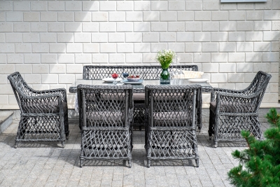 "Катания" обеденная группа плетеная на 6 персон, цвет графит