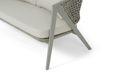 "Амстердам" диван 2-местный плетеный из роупа, каркас алюминий, роуп серый круглый, ткань бежевая "Амстердам" диван 2-местный плетеный из роупа, каркас алюминий, роуп серый круглый, ткань бежевая