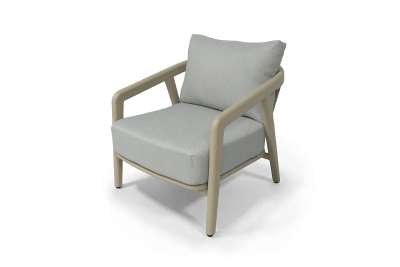 "Брюссель" кресло из искусстенного ротанга, цвет серый, каркас под дерево (холодно-бежевый)