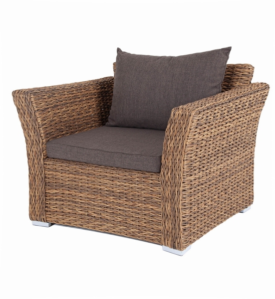 Капучино кресло из искусственного ротанга (гиацинт), цвет соломенный - фото 1