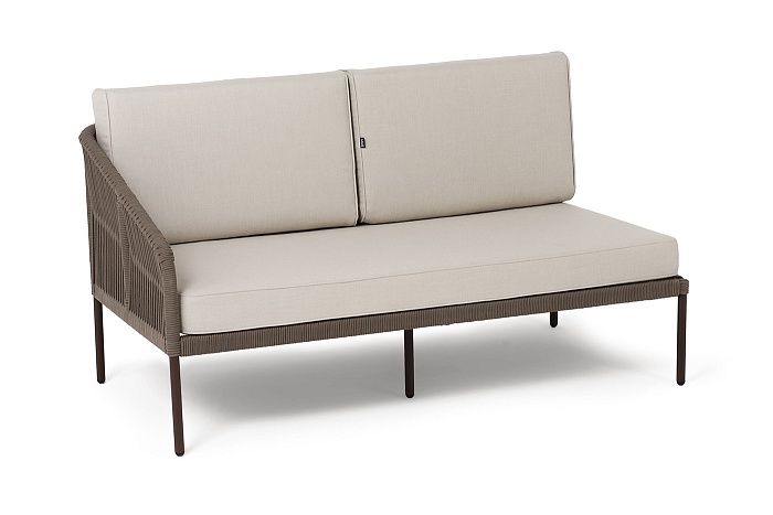 Канны правый модуль плетеный из роупа, каркас алюминий коричневый (RAL8016) муар, роуп коричневый круглый, ткань бежевая 035 - фото 3