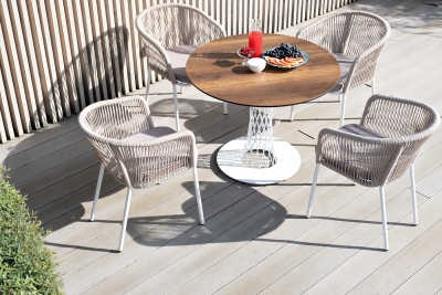 "Диего" обеденная группа на 4 персоны, круглый стол "дуб", цвет бежевый "Диего" обеденная группа на 4 персоны, круглый стол "дуб", цвет бежевый