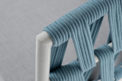 "Диего" диван 2-местный плетеный из роупа, каркас алюминий светло-серый (RAL7035) муар, роуп бирюзовый круглый, ткань светло-серая "Диего" диван 2-местный плетеный из роупа, каркас алюминий светло-серый (RAL7035) муар, роуп бирюзовый круглый, ткань светло-серая