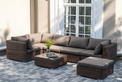 "Лунго" трансформирующаяся лаунж-зона из искусственного ротанга, цвет коричневый "Лунго" трансформирующаяся лаунж-зона из искусственного ротанга, цвет коричневый