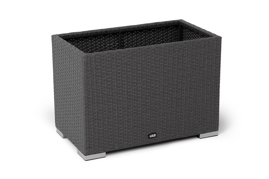 Лунго кашпо для цветов большое плетеное из искусственного ротанга, цвет графит - фото 3