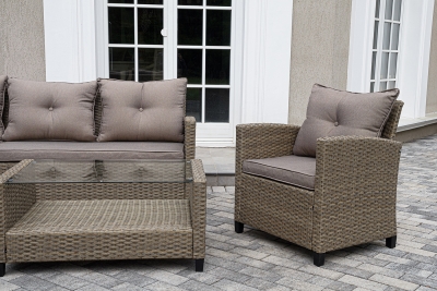 "Атланта" лаунж-зона из искусственного ротанга, цвет соломенный (К)