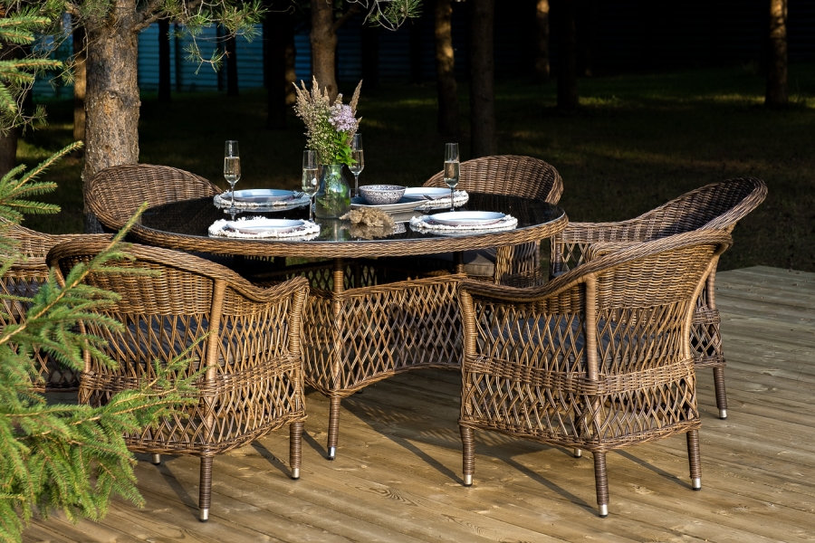 Эспрессо-150 S обеденная группа плетеная, цвет коричневый - фото 5