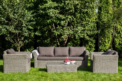 "Капучино" лаунж-зона из искусственного ротанга (гиацинт), цвет серый "Капучино" лаунж-зона из искусственного ротанга (гиацинт), цвет серый