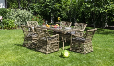 "Латте" обеденная группа плетеная, цвет соломенный "Латте" обеденная группа плетеная, цвет соломенный