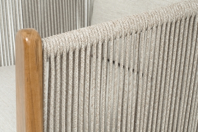 "Сидней" кресло плетеное из роупа, основание тик, каркас алюминий бежевый, роуп бежевый, ткань бежевая