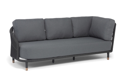 "Верона" правый-угол модуль плетеный из роупа, каркас алюминий темно-серый (RAL7024) муар, роуп темно-серый круглый, ткань темно-серая 027, L220х89