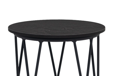 "Перу" журнальный стол из HPL круглый Ø40 H55, каркас из алюминия темно-серый (RAL 7024) муар, цвет столешницы "серый гранит"