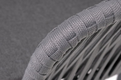 "Бордо" стул плетеный из роупа, каркас алюминий темно-серый (RAL7024) муар, роуп серый 15мм, ткань темно-серая 027
