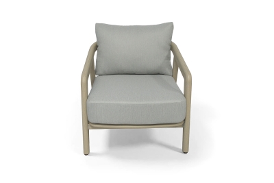 "Брюссель" кресло из искусстенного ротанга, цвет серый, каркас под дерево (холодно-бежевый)