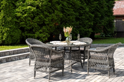 "Дольче" обеденная группа из искусственного ротанга, цвет графит
