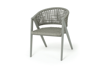 "Амстердам" стул плетеный из роупа, каркас алюминий, роуп серый круглый