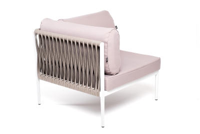 "Касабланка" угловой модуль плетеный из роупа, каркас алюминий светло-серый (RAL7035) шагрень, роуп серо-коричневый 23мм, ткань Neo ash