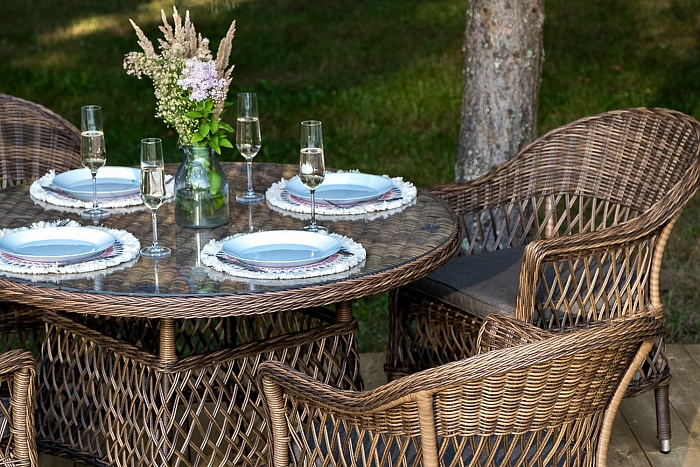 Дольче обеденная группа из искусственного ротанга, цвет коричневый - фото 6