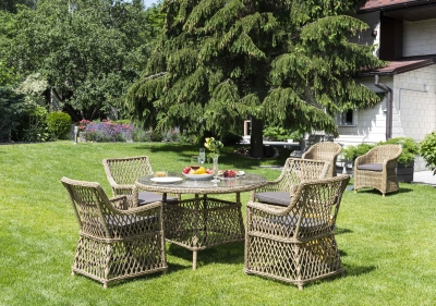 "Доппио" обеденная группа плетеная, цвет соломенный