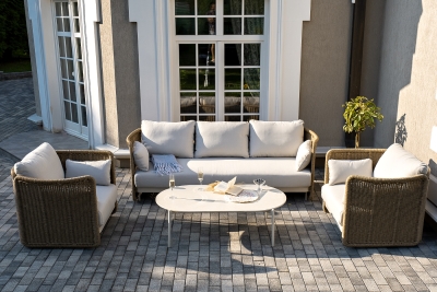 "Аликанте" лаунж-зона из искусственного ротанга, цвет соломенный (К)