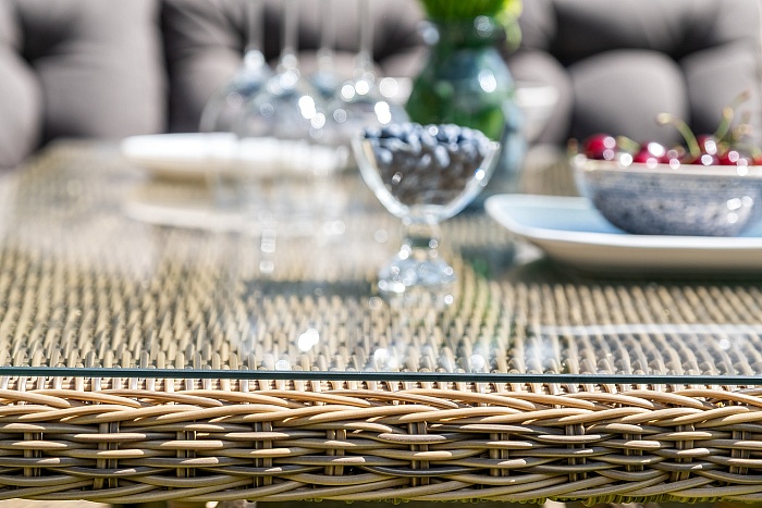 Базелла обеденная группа из искусственного ротанга, цвет соломенный - фото 7