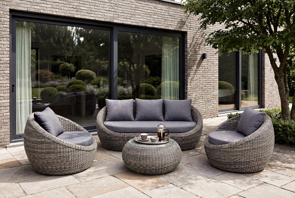 "Барселона" лаунж-зона из искусственного ротанга, цвет графит