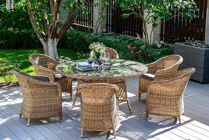 "Эспрессо–150 R" обеденная группа плетеная, цвет соломенный Эспрессо-150 R обеденная группа плетеная, цвет соломенный - фото 1