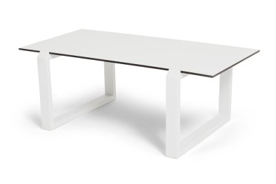 "Варадеро" журнальный стол из HPL 110х60 H43, каркас алюминий белый муар, цвет столешницы "молочный"