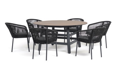 "Рио" обеденная группа на 6 персон, стол HPL "дуб", цвет темно-серый "Рио" обеденная группа на 6 персон, стол HPL "дуб", цвет темно-серый