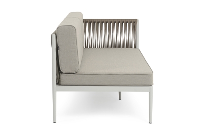 "Касабланка" левый модуль плетеный из роупа, каркас алюминий светло-серый (RAL7035) муар, роуп серо-коричневый 23мм, ткань бежевая 15052 "Касабланка" левый модуль плетеный из роупа, каркас алюминий светло-серый (RAL7035) муар, роуп серо-коричневый 23мм, ткань бежевая 15052