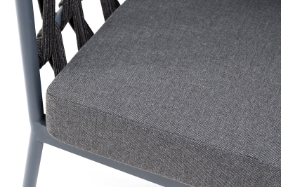 "Диего" кресло плетеное из роупа, каркас алюминий темно-серый (RAL7024) муар, роуп темно-серый круглый, ткань темно-серая 027 "Диего" кресло плетеное из роупа, каркас алюминий темно-серый (RAL7024) муар, роуп темно-серый круглый, ткань темно-серая 027