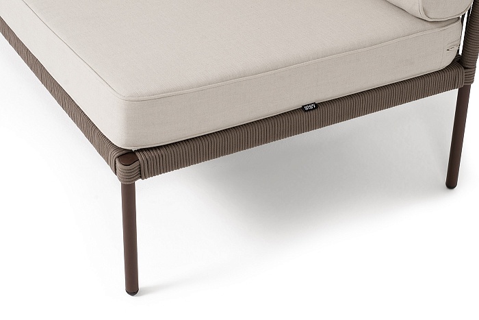 Канны правый модуль плетеный из роупа, каркас алюминий коричневый (RAL8016) муар, роуп коричневый круглый, ткань бежевая 035 - фото 4