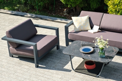 "Гранада" кресло алюминиевое, цвет темно-серый (RAL7024) муар, ткань темно-серая 027 "Гранада" кресло алюминиевое, цвет темно-серый (RAL7024) муар, ткань темно-серая 027