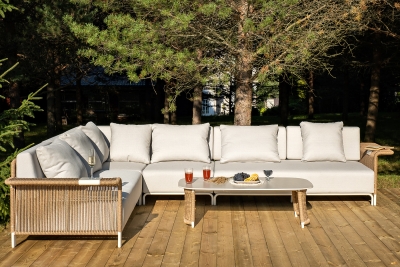 "Мальдивы" трансформирующаяся лаунж-зона из искусственного ротанга, цвет соломенный (К)