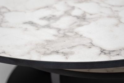 "Олимп" стол журнальный раздвижной из HPL 80-131х131см, Н43,5, цвет столешницы мрамор "Каррара"