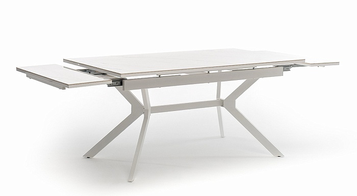 "Меркурий" стол интерьерный раздвижной обеденный из керамики, цвет белый глянцевый Меркурий стол интерьерный раздвижной обеденный из керамики, цвет белый глянцевый - фото 1