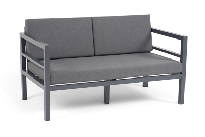 "Эстелья" диван 2-местный, каркас алюминий темно-серый (RAL7024) муар, ткань темно-серая 027