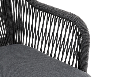 "Лион" стул плетеный из роупа, каркас алюминий серый (RAL7022) муар, роуп серый круглый, ткань серая 017 "Лион" стул плетеный из роупа, каркас алюминий серый (RAL7022) муар, роуп серый круглый, ткань серая 017