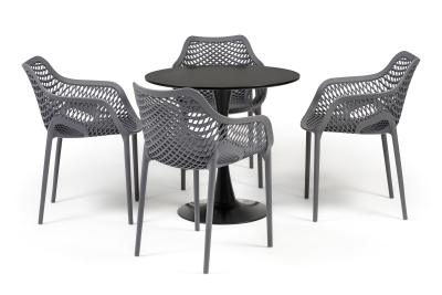 "Беллини" обеденная группа на 4 персоны, цвет темно-серый "Беллини" обеденная группа на 4 персоны, цвет темно-серый