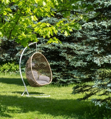 "Флоренция" подвесное кресло-кокон из искусственного ротанга, цвет соломенный с серо-коричневой подушкой "Флоренция" подвесное кресло-кокон из искусственного ротанга, цвет соломенный с серо-коричневой подушкой