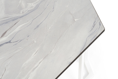 "Женева" интерьерный стол из HPL шестиугольный, D50, H35, цвет "мрамор пепел", каркас из стали белый муар "Женева" интерьерный стол из HPL шестиугольный, D50, H35, цвет "мрамор пепел", каркас из стали белый муар