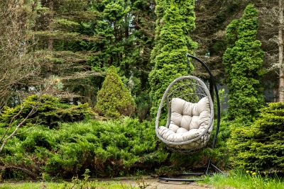 "Венеция" подвесное кресло-кокон из искусственного ротанга, цвет серый с бежевой подушкой "Венеция" подвесное кресло-кокон из искусственного ротанга, цвет серый с бежевой подушкой