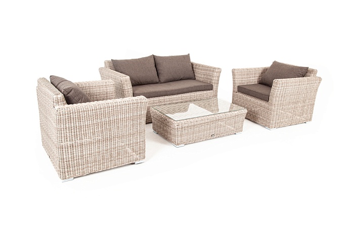 Капучино Сингл лаунж-зона из искусственного ротанга, цвет бежевый - фото 11