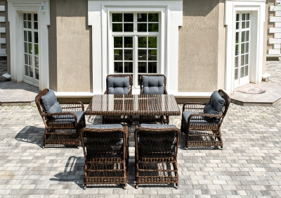 "Цесена" обеденная группа плетеная из искусственного ротанга, цвет коричневый