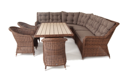 "Бергамо" обеденная группа угловая из искусственного ротанга, цвет коричневый "Бергамо" обеденная группа угловая из искусственного ротанга, цвет коричневый