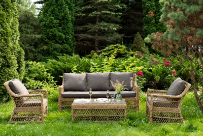 "Гранд Латте" лаунж-зона из искусственного ротанга, цвет соломенный